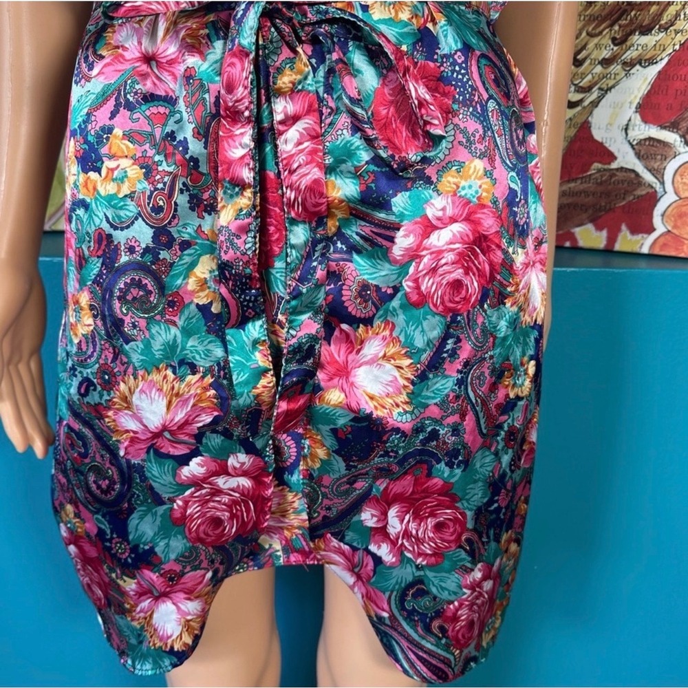 Vintage California Miss 2 Piece Floral Paisley Robe & Nightgown Set Medium USA - Picture 3 of 12
